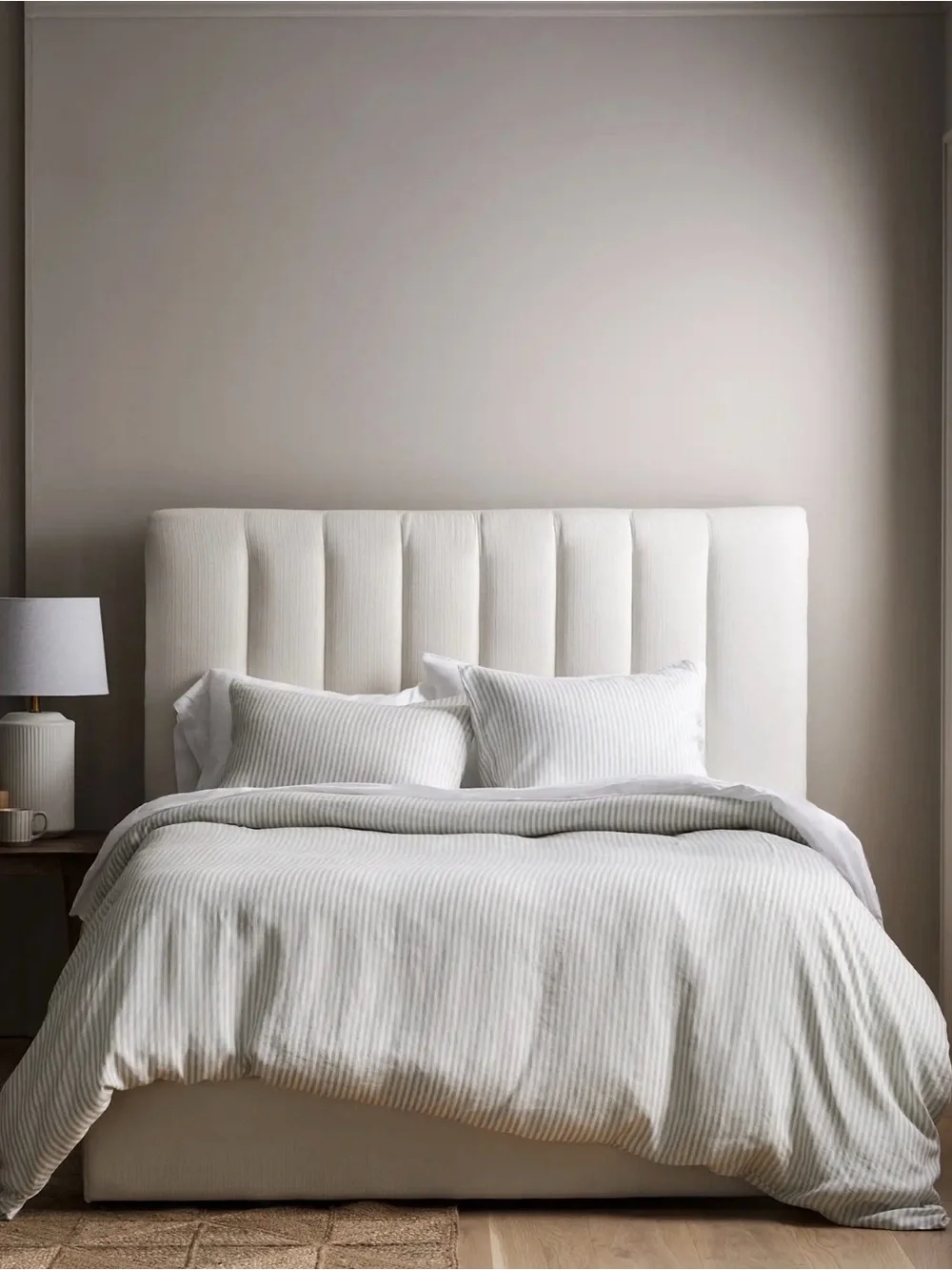 New Mist Striped European Linen Twin Duvet Set - Retail $164